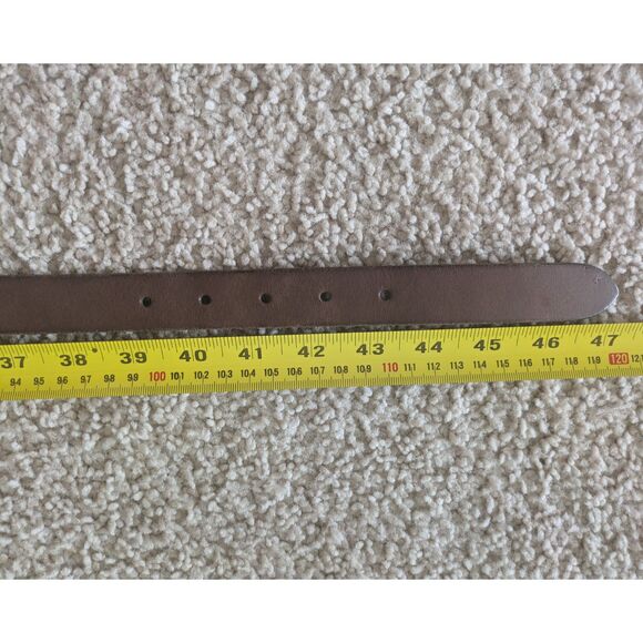 Frye Brown Genuine Leather Twist Side Detail Brass Studded Belt Sz XL main image 6